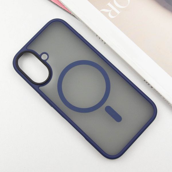 TPU+PC чохол Metal Buttons with MagSafe для Apple iPhone 16 (6.1") Синій 318278 фото