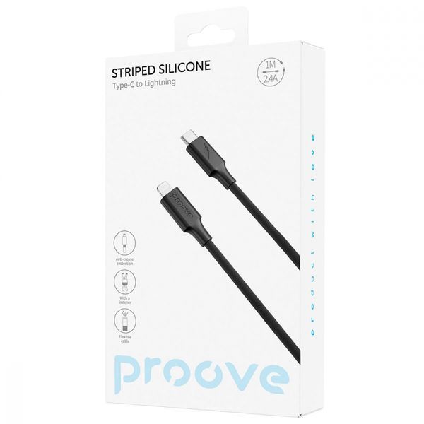 Кабель Proove Striped Silicone Type-C to Lightning (1M) (CCSS00002101) Black 313562 фото