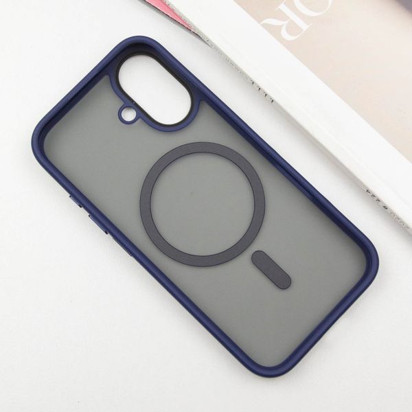 TPU+PC чохол Metal Buttons with MagSafe для Apple iPhone 16 (6.1") Синій 318278 фото