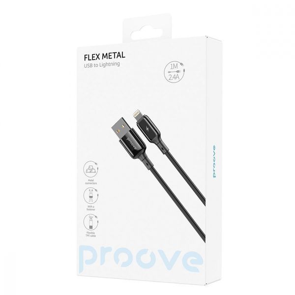 Кабель Proove Flex Metal Lightning 2.4A (1m) (CCFM20001101) Black 286733 фото