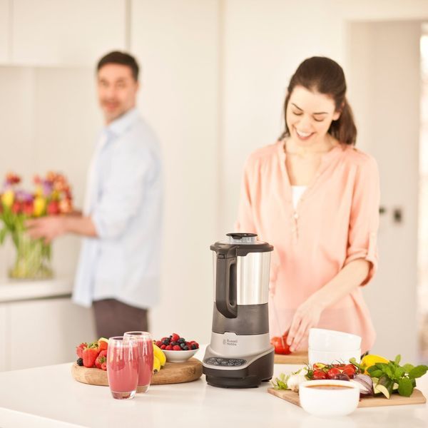 Суповарка-блендер Russell Hobbs 1200Вт, чаша-1,75л, механічне керування, 8 авто. програм, нержав.сталь, платик, сіро-чорний (21480-56) 363610 фото