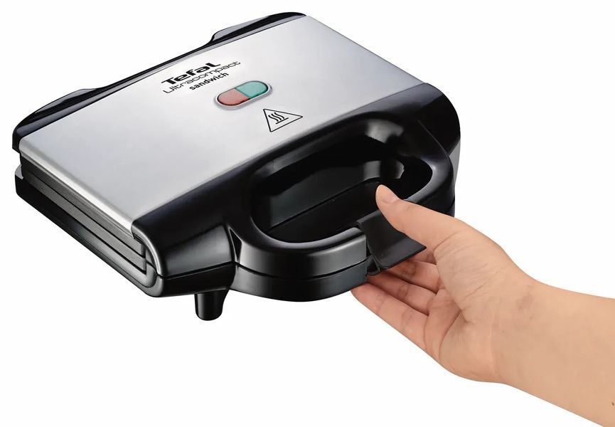 Сендвічмейкер Tefal Ultracompact 700Вт, 1 пластина-гриль, корпус-пластик, чорно-сріблястий (SM157236) 372211 фото