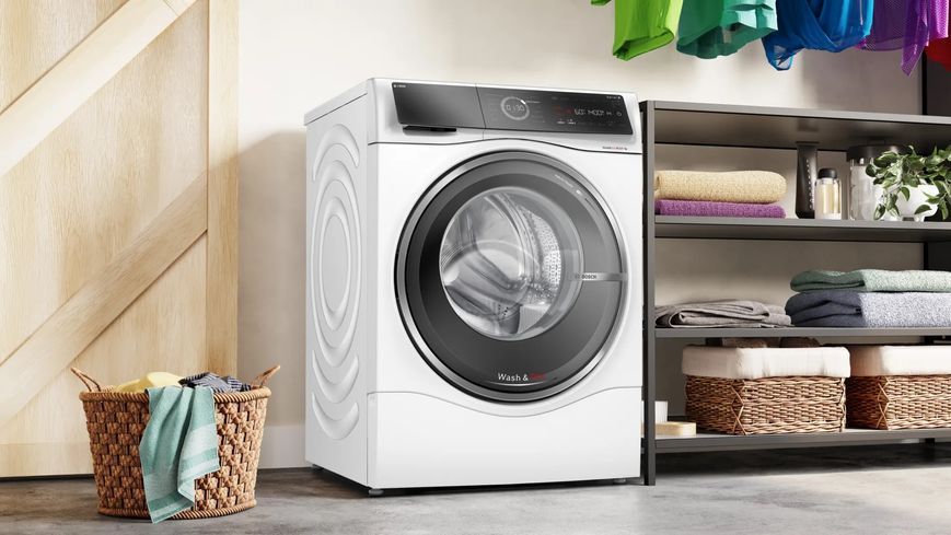Прально-сушильна машина Bosch фронтальна, 10.5(6)кг, 1400, A, 60см, дисплей, i-Dos, інвертор, пара, білий (WNC254A0ME) 375466 фото