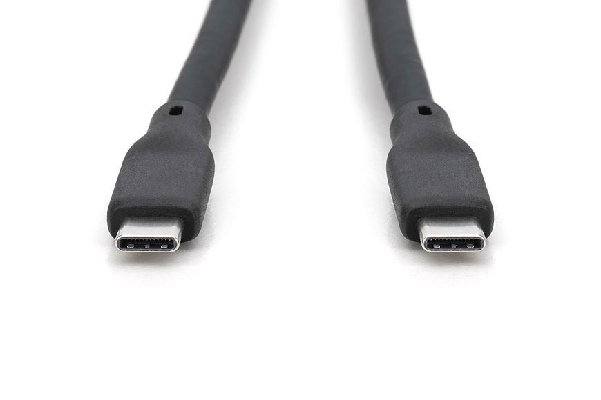 Кабель DIGITUS USB-C заряджання/синхронізації, USB 3.2 Gen 2, 10G, 100W, 4K, силіконовий, 1м, чорний (AK-300342-010-S) 368818 фото