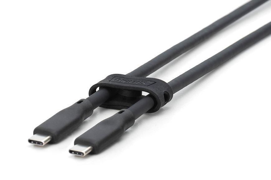 Кабель DIGITUS USB-C заряджання/синхронізації, USB 3.2 Gen 2, 10G, 100W, 4K, силіконовий, 1м, чорний (AK-300342-010-S) 368818 фото