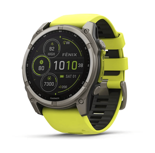 Смарт-годинник Garmin Fenix 8 47mm Solar Sapphire Titanium w. Amp Yellow/Graphite Silicone Band (010-02906-20,010-02906-21) 344129 фото