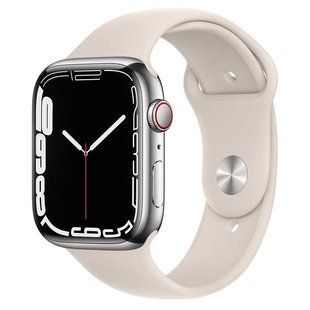 Смарт-годинник Apple Watch Series 7 GPS + LTE 45mm Silver Stainless Steel Case With Starlight Sport Band MKJD3/MKJV3 224924 фото