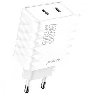 Зарядний Пристрій Proove Speed Surge Gan 35W (Type-C + Type-C) (WCSS30020002) White 316291 фото
