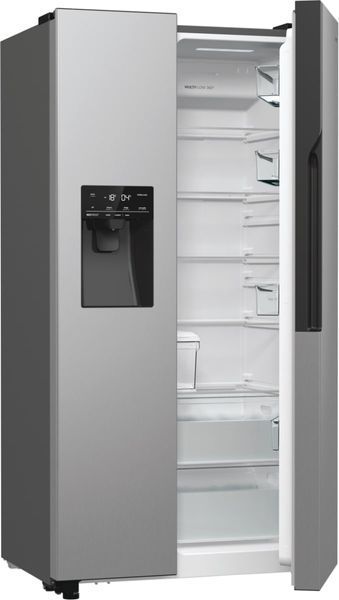 Холодильник SBS Gorenje, 179х70х92см, 2 двері, 376(190)л, А++, NF+, Інв., Зона св-ті, диспенсер, генератор льоду, Зовн. Диспл, нерж (NRR9185ESXL) 374807 фото