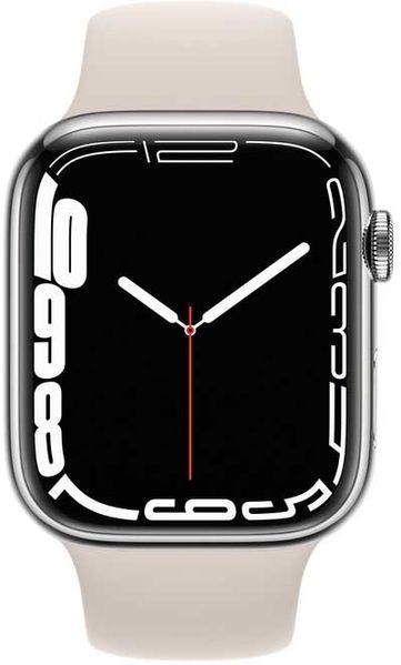 Смарт-годинник Apple Watch Series 7 GPS + LTE 45mm Silver Stainless Steel Case With Starlight Sport Band MKJD3/MKJV3 224924 фото