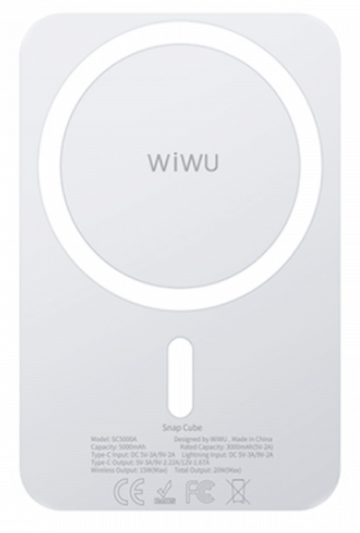Портативна батарея Wiwu 5000mAh Magnetic MagSafe Wireless (SC5000A) White 311976 фото