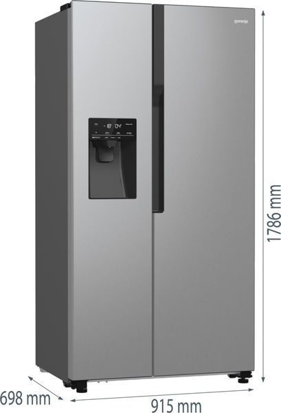 Холодильник SBS Gorenje, 179х70х92см, 2 двері, 376(190)л, А++, NF+, Інв., Зона св-ті, диспенсер, генератор льоду, Зовн. Диспл, нерж (NRR9185ESXL) 374807 фото