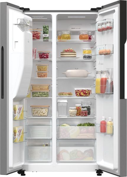 Холодильник SBS Gorenje, 179х70х92см, 2 двері, 376(190)л, А++, NF+, Інв., Зона св-ті, диспенсер, генератор льоду, Зовн. Диспл, нерж (NRR9185ESXL) 374807 фото