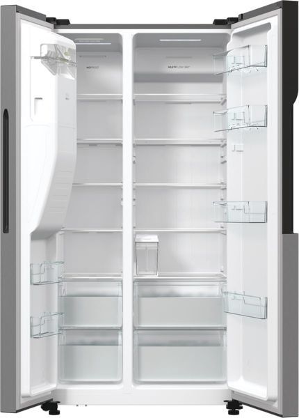 Холодильник SBS Gorenje, 179х70х92см, 2 двері, 376(190)л, А++, NF+, Інв., Зона св-ті, диспенсер, генератор льоду, Зовн. Диспл, нерж (NRR9185ESXL) 374807 фото