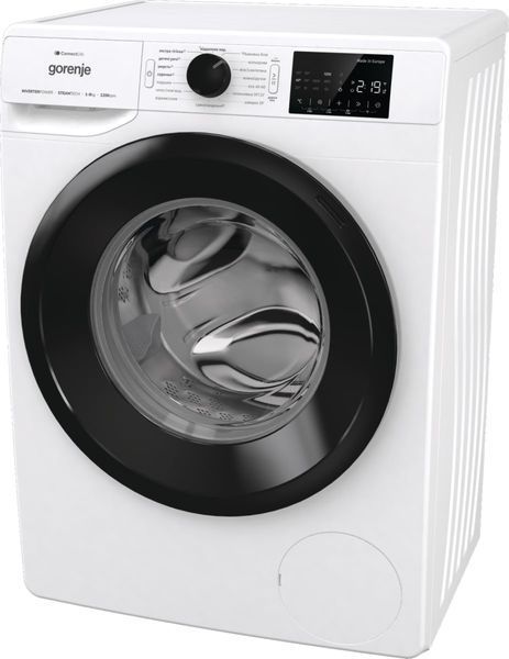 Пральна машина Gorenje фронтальна, 8кг, 1200, A+++, 46,5см, дисплей, інвертор, пара, Wi-Fi, білий (WPNEI82SBSWIFI) 375467 фото