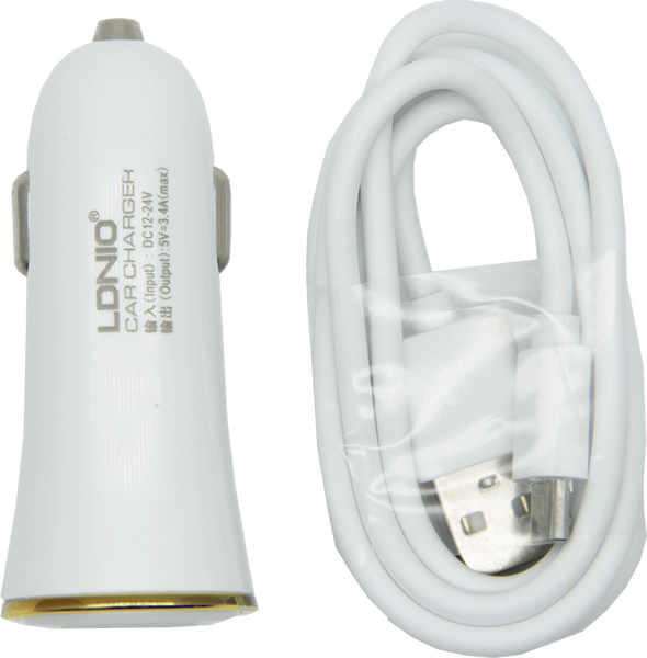 АЗП LDNIO DL-C28 USB car charger 2 USB (3,4 A), LDNIO+ cable micro 70775 фото