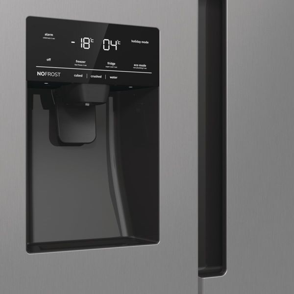 Холодильник SBS Gorenje, 179х70х92см, 2 двері, 376(190)л, А++, NF+, Інв., Зона св-ті, диспенсер, генератор льоду, Зовн. Диспл, нерж (NRR9185ESXL) 374807 фото