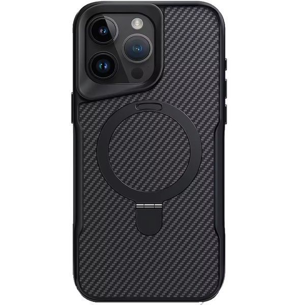 TPU+PC чохол Metal Buttons with MagSafe Carbon Ring для Apple iPhone 16 Pro (6.3") Чорний 321373 фото