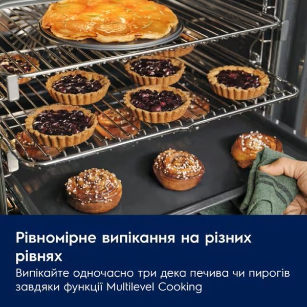 Духова шафа Electrolux електрична, 72л, A+, дисплей, конвекція, телескопічні напрямні, чорний 388023 фото