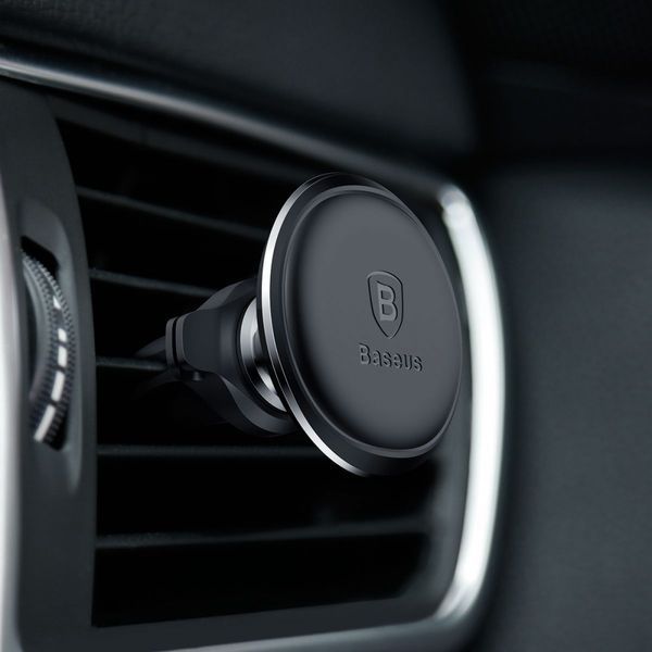 Автомобільний тримач Baseus Magnetic Car Mount with Cable Clip Air Vent Version (C40141201113-00) black 396934 фото