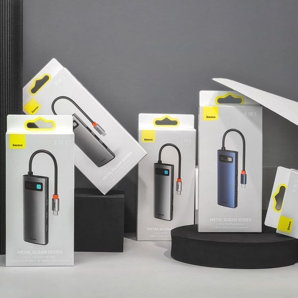 HUB Baseus Metal Gleam Multifunctional 7-in-1 (2xUSB3.0 + 4HKHD + 2xType-C + PD + TF + SD) (Grey) (WKWG020113) 268773 фото