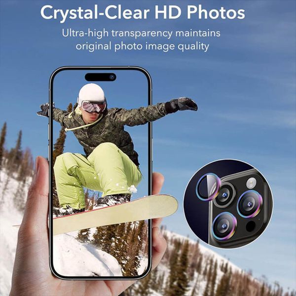 Захисне скло Metal Classic на камеру (у упак.) для Apple iPhone 14 Pro (6.1") / 14 Pro Max (6.7") Бузковий / Rainbow 379445 фото