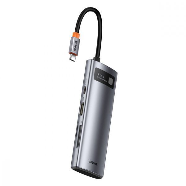 HUB Baseus Metal Gleam Multifunctional 7-in-1 (2xUSB3.0 + 4HKHD + 2xType-C + PD + TF + SD) (Grey) (WKWG020113) 268773 фото
