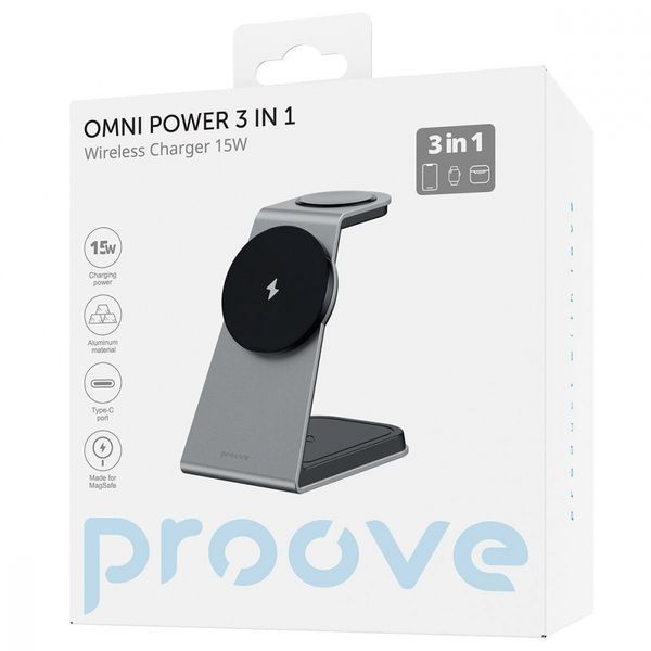 Бездротовий зарядний пристрій Proove Omni Power 3 in 1 (WSOP15020002) white 287764 фото