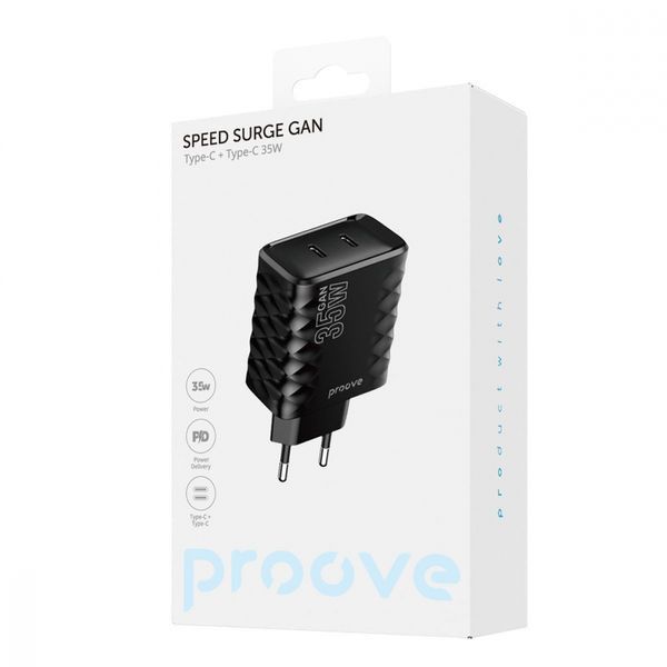 Зарядний Пристрій Proove Speed Surge Gan 35W (Type-C + Type-C) (WCSS30020002) White 316291 фото