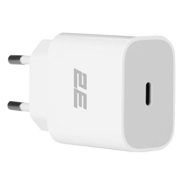 Зарядний пристрій мережевий 2E 20Вт USB-C PD, білий (2E-WC1USBC20W-W) 364833 фото