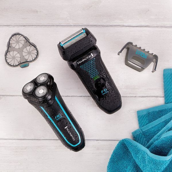 Бритва електр. Remington роторна Style Aqua, бритв.головок-3, Ni-Mh, сух.+волог., водонепрон., дорожн., чохол, чорно-синій (R6000) 370546 фото