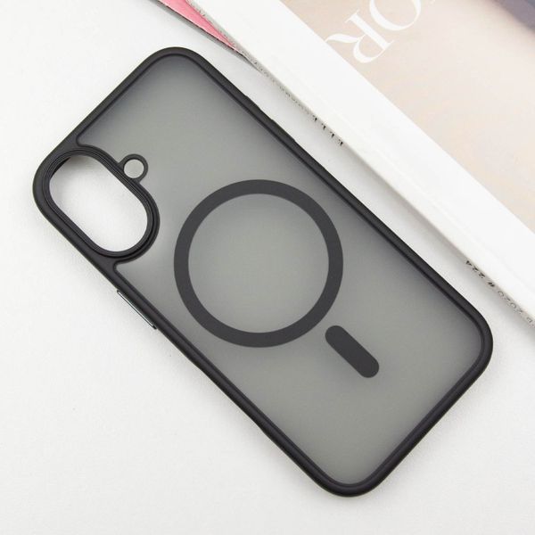 TPU+PC чохол Metal Buttons with MagSafe для Apple iPhone 16 (6.1") Чорний 318279 фото
