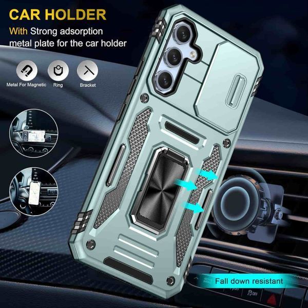 Ударостійкий чохол Camshield Army Ring для Samsung Galaxy A34 5G Зелений / Light Green 271443 фото