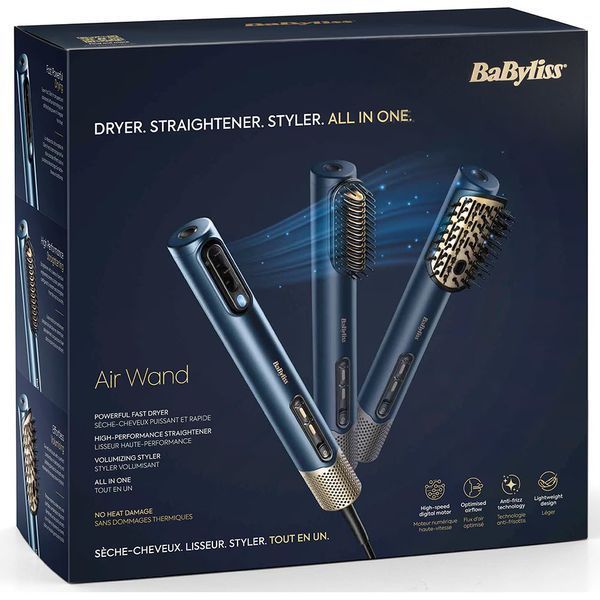 Стайлер Babyliss Air Wand, 1600Вт, темп.режимов-3, подвійна іонізація, 2 насадки, синій (AS6550E) 373004 фото