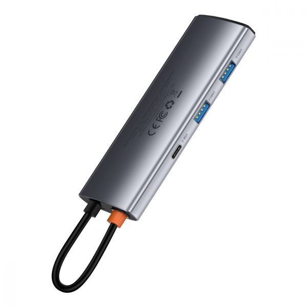 HUB Baseus Metal Gleam Multifunctional 7-in-1 (2xUSB3.0 + 4HKHD + 2xType-C + PD + TF + SD) (Grey) (WKWG020113) 268773 фото