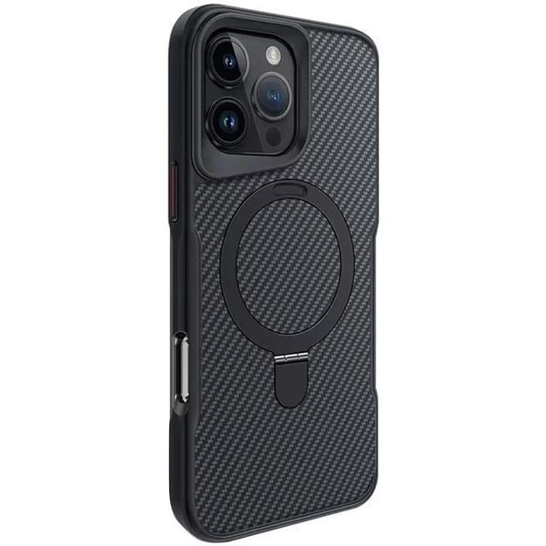TPU+PC чохол Metal Buttons with MagSafe Carbon Ring для Apple iPhone 16 Pro (6.3") Чорний 321373 фото