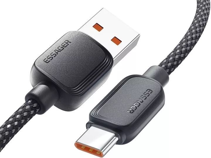 Кабель ESSAGER Breeze USB Cable USB-A to Type C 1M 100W (EXC7A-WL01-P) Black 314501 фото