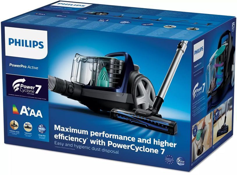 Пилосос Philips контейнерний 5000 series, 900Вт, конт пил -1,5л, НЕРА, турбощітка, синій (FC9556/09) 374084 фото