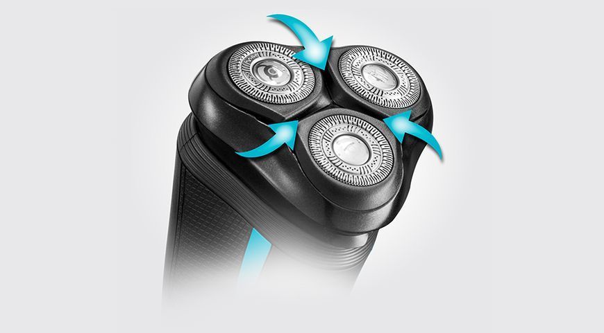 Бритва електр. Remington роторна Style Aqua, бритв.головок-3, Ni-Mh, сух.+волог., водонепрон., дорожн., чохол, чорно-синій (R6000) 370546 фото
