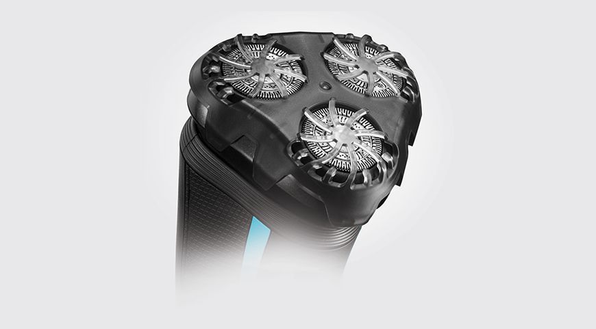 Бритва електр. Remington роторна Style Aqua, бритв.головок-3, Ni-Mh, сух.+волог., водонепрон., дорожн., чохол, чорно-синій (R6000) 370546 фото