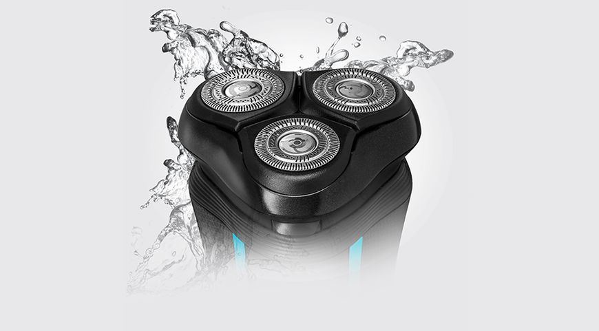Бритва електр. Remington роторна Style Aqua, бритв.головок-3, Ni-Mh, сух.+волог., водонепрон., дорожн., чохол, чорно-синій (R6000) 370546 фото