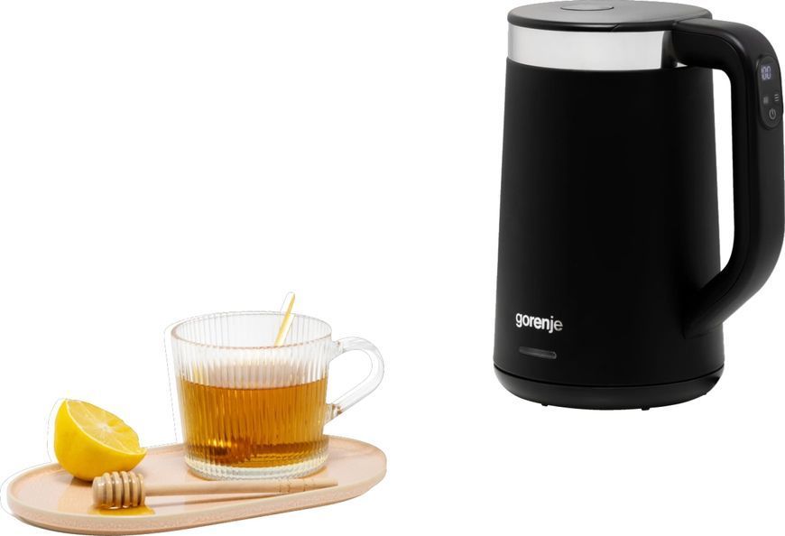 Електрочайник Gorenje 1.7л, Strix контроль, LED дисплей, чорний (K17TRDW) 371040 фото