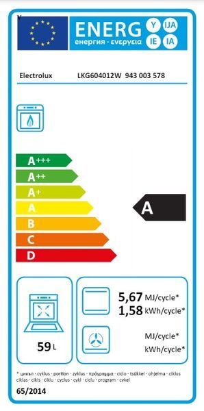 Плита Electrolux газова, 59л, 60x60см, білий (LKG604012W) 375404 фото