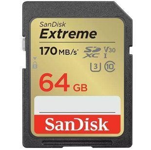 Карта пам'яті SanDisk SD 64GB C10 UHS-I U3 R170/W80MB/s Extreme V30 (SDSDXV2-064G-GNCIN) 375283 фото
