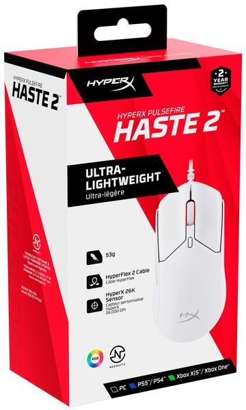 Миша HyperX Pulsefire Haste 2, RGB, USB-A, USB, білий (6N0A8AA) 372903 фото