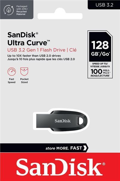 Накопичувач SanDisk 32GB USB 3.2 Type-A Ultra Curve Чорний (SDCZ550-032G-G46) 375217 фото