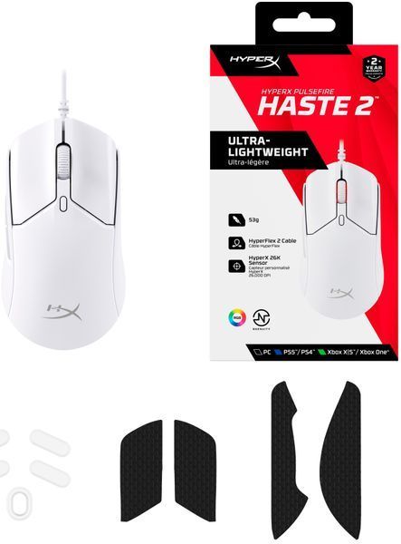 Миша HyperX Pulsefire Haste 2, RGB, USB-A, USB, білий (6N0A8AA) 372903 фото