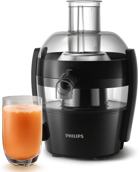 Соковитискач Philips Viva Collection відцентрований 500Вт, чаша-0.5л, жмих-1л, пластик, чорний (HR1832/00) 369818 фото