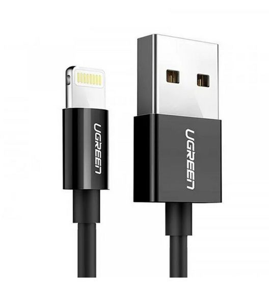 Кабель UGREEN US155 USB-A Male To Lightning Male Cable Nickel Plating ABS Shell 2m (80823) Black 283251 фото