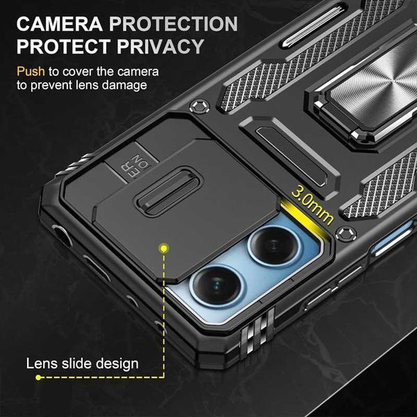 Ударостійкий чохол Camshield Army Ring для Xiaomi Redmi 12 / Poco M6 Pro 5G Чорний / Black 283613 фото